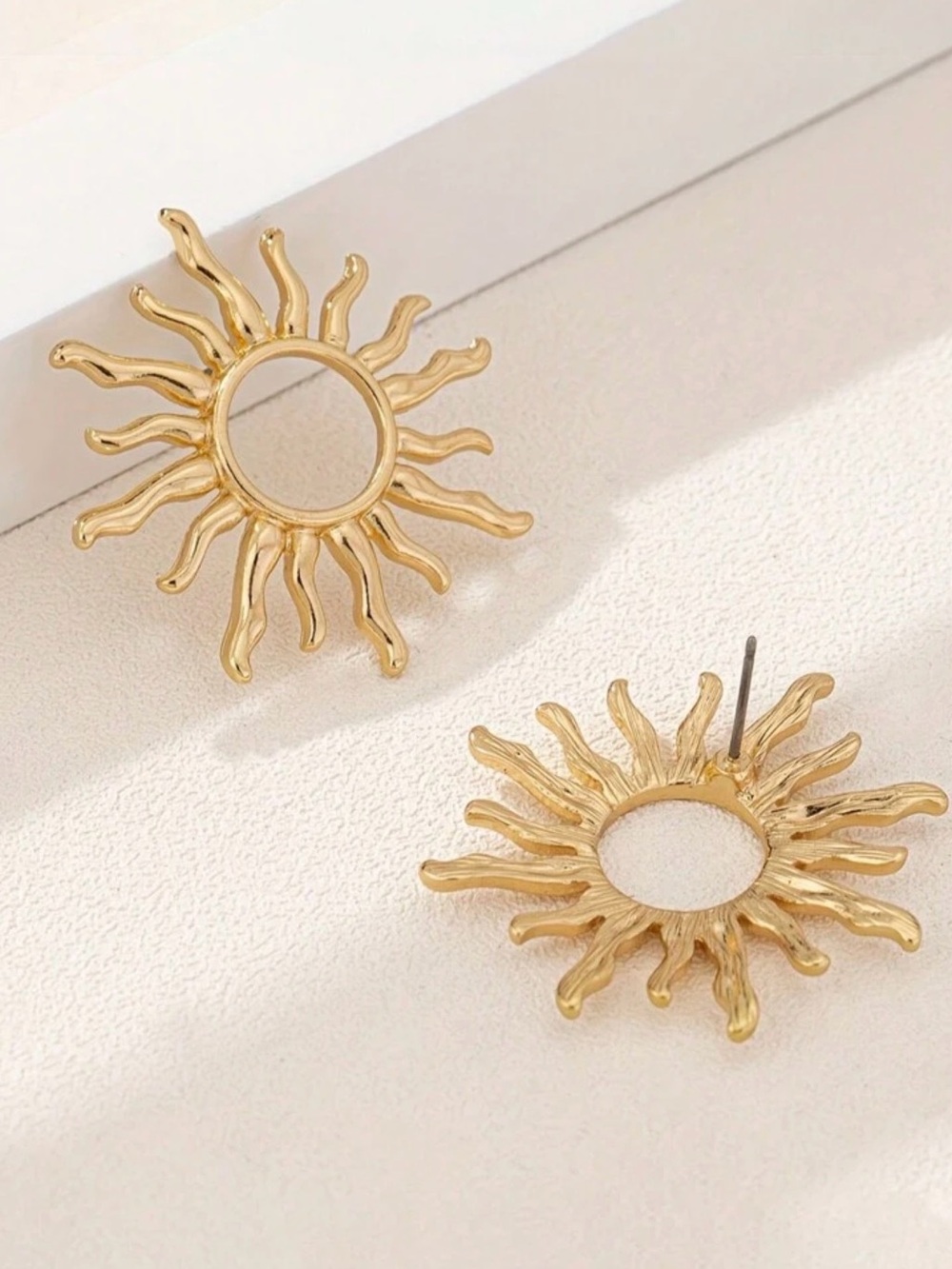 Gold Sunburst Earrings - Women Jewelry - Picture 2 of 5
